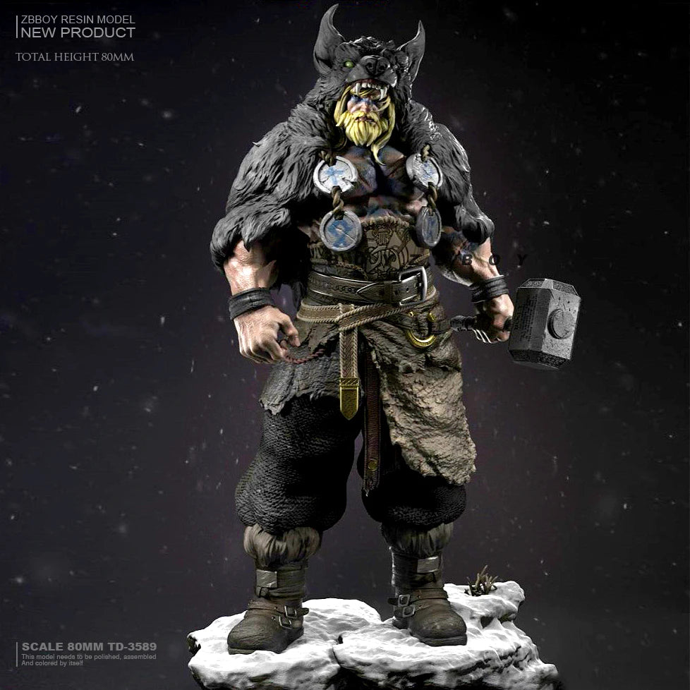 80mm Demonic Warrior, Resin Model Figure Kit, Fantasy Theme, Unassembled and Unpainted
