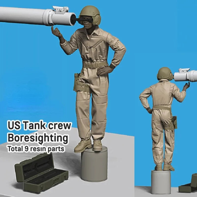 1/35 Modern US Tank Crew Boresighting, 2 Figures, Resin Model Figure Kit, Unassembled and Unpainted