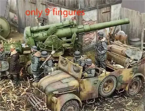 1/35 WWII Combat Soldiers, 9 Figures, Resin Model Figure Kit, Unassembled and Unpainted