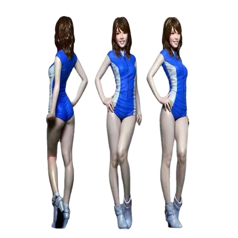 1/12 Modern Female Racing Driver, 3 Figures, Resin Model Figure Kit, Unassembled and Unpainted