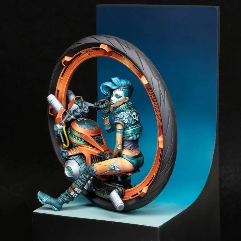 1/24 Girl on Motorcycle, Resin Model Figure Kit, Fantasy Theme, Unassembled and Unpainted