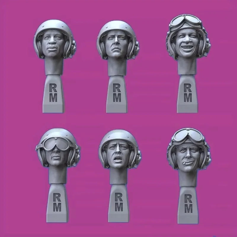1/35 WWII American Soldiers with Communication Headsets, 6 Figures, Resin Model Figure Kit, Unassembled and Unpainted