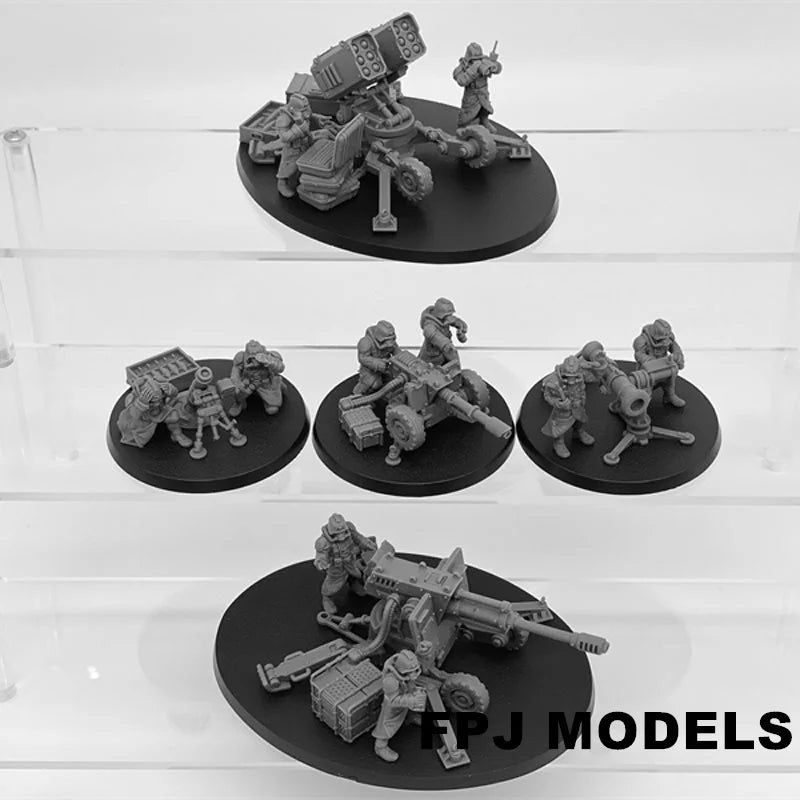 28mm Military Squad with Heavy Weapons, 28 Figures, Resin Model Figure Kit, Sci-Fi Theme, Unassembled and Unpainted