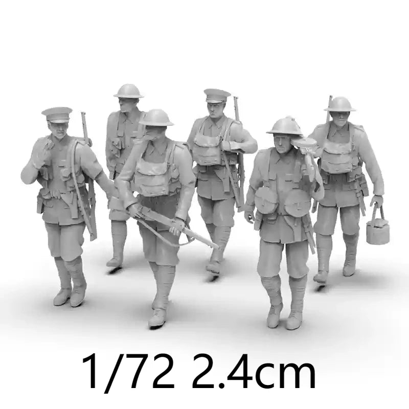 1/35 WWI British Infantry Squad Advancing with Rifles, 8 Figures, Resin Model Figure Kit, Unassembled and Unpainted