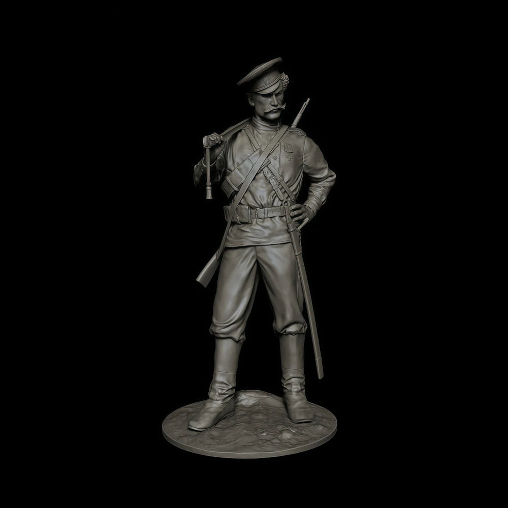 75mm WWI Russian Cossack Warrior, Resin Model Figure Kit, Unassembled and Unpainted
