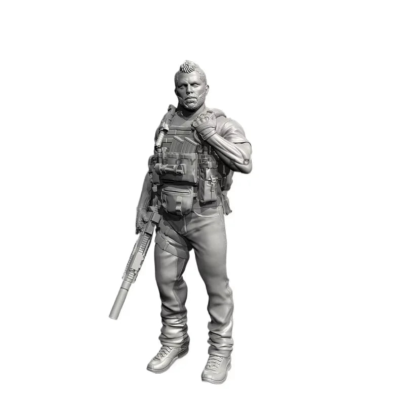 50mm Modern Commando with Combat Rifle, Resin Model Figure Kit, Unassembled and Unpainted