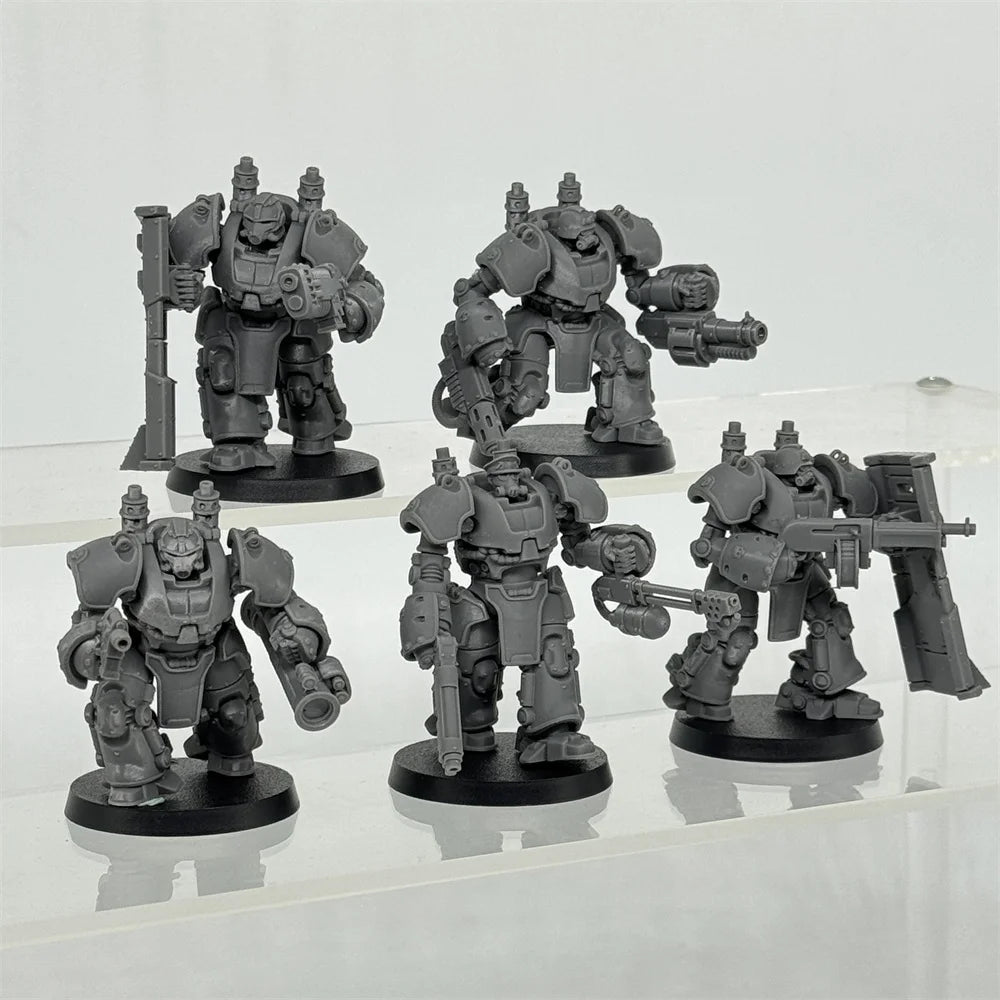 32mm GrimGuard Power Armor Infantry, 18 Figures, Resin Model Figure Kit, Sci-Fi Theme, Unassembled and Unpainted