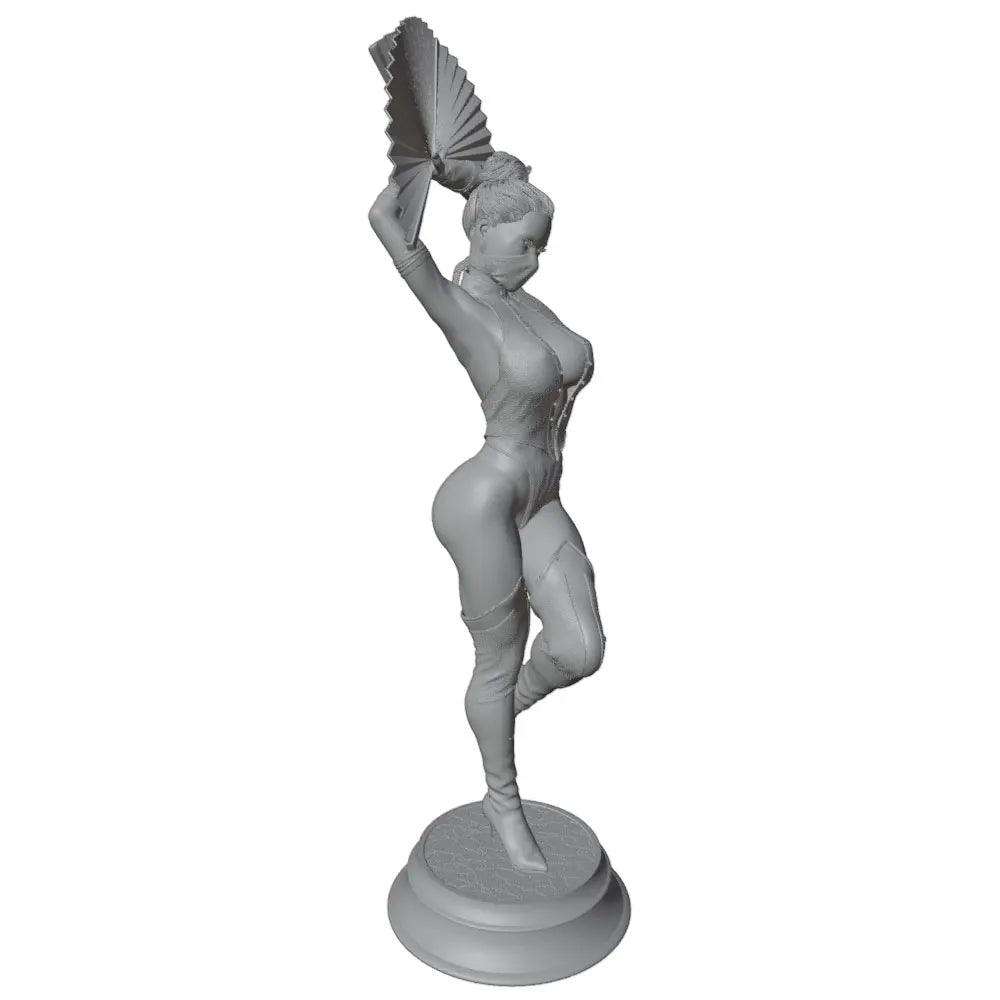 1/24 Female with Fan, Resin Model Figure Kit, Unassembled and Unpainted