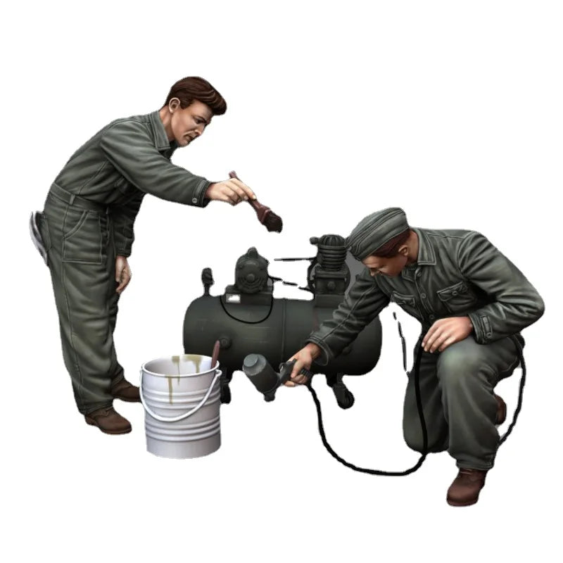 1/35 WWII Chemical Decontamination, 3 Figures, Resin Model Diorama Kit, Unassembled and Unpainted