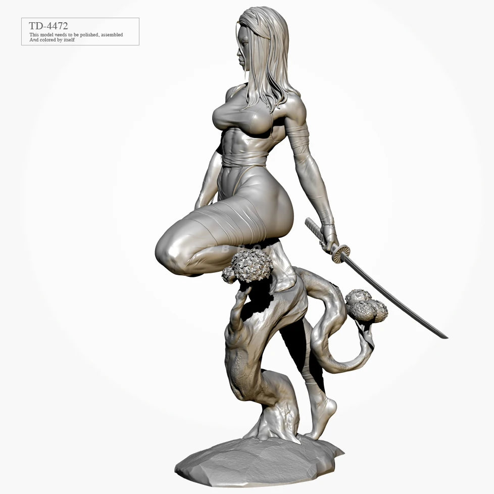 50mm Female Warrior with Dragon Companion, Resin Model Figure Kit, Fantasy Theme, Unassembled and Unpainted