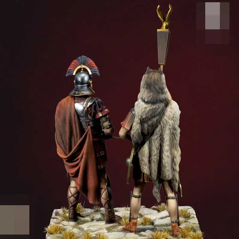 Ancient Warrior and Beast Guardian, 2 Figures, Resin Model Figure Kit, Unassembled and Unpainted