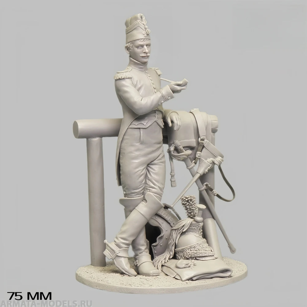 75mm Napoleonic French Cavalry Officer, Resin Model Bust Kit, Unassembled and Unpainted