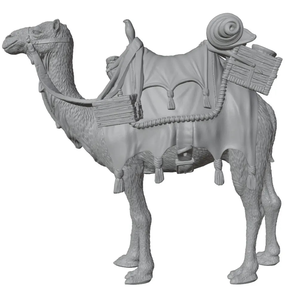 60mm Camel with Ornate Saddle, Resin Model Creature Kit, Wildlife Theme, Unassembled and Unpainted