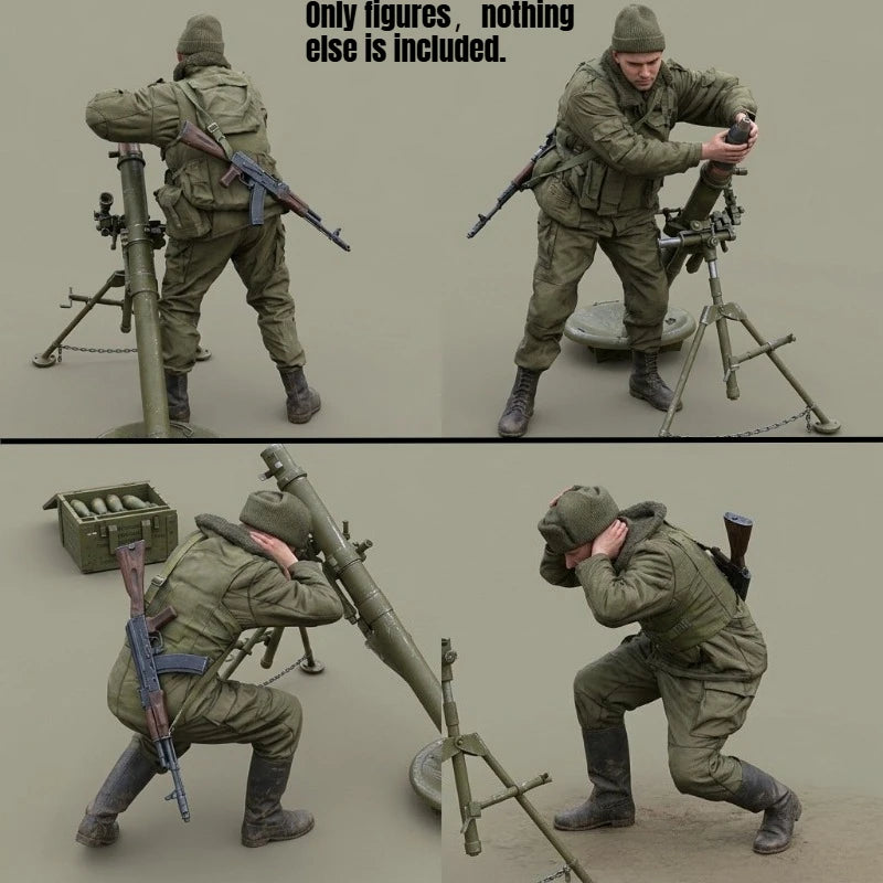 1/16 Modern Russian Internal Troops Mortar Crew, 4 Figures, Resin Model Figure Kit, Unassembled and Unpainted