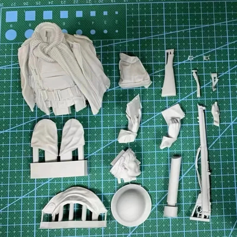 1/10 WWI British Soldier Reading Map with Rifle and Gas Mask, Resin Model Bust Kit, Unassembled and Unpainted