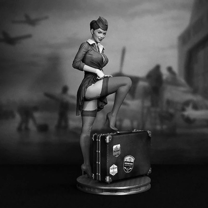 1/24 Stewardess Pinup, Resin Model Figure Kit, Unassembled and Unpainted