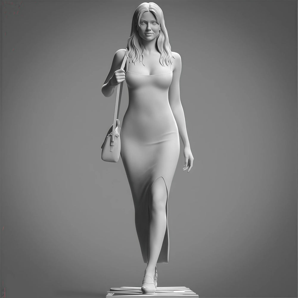75mm Red Dress Pinup Girl, Resin Model Figure Kit, Unassembled and Unpainted