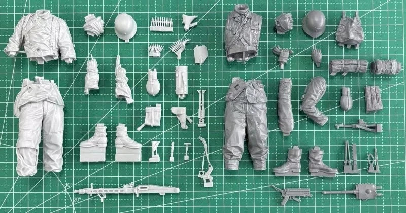 1/16 WWII Poteau Ambush Combat Squad, 4 Figures, Resin Model Figure Kit, Unassembled and Unpainted