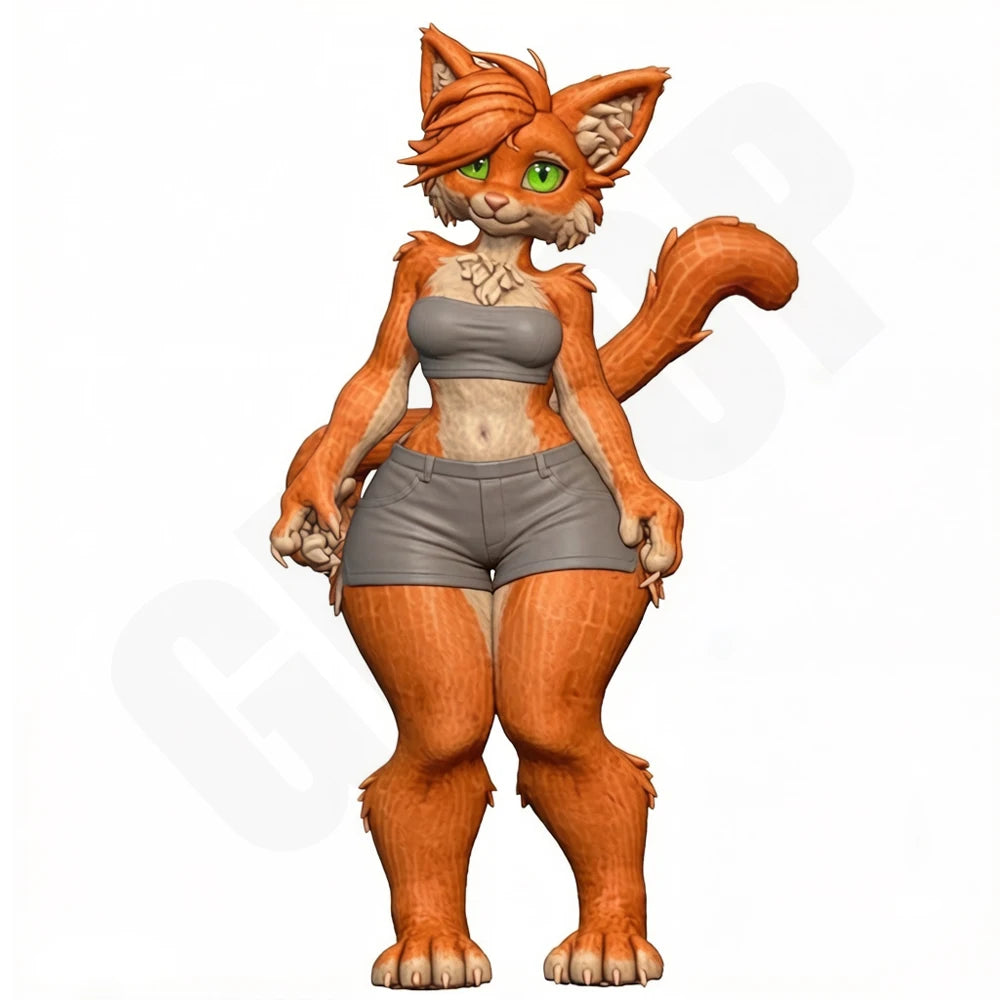 1/24 Anthropomorphic Beast Ear Beauty, 2 Figures, Resin Model Figure Kit, Anime Theme, Unassembled and Unpainted