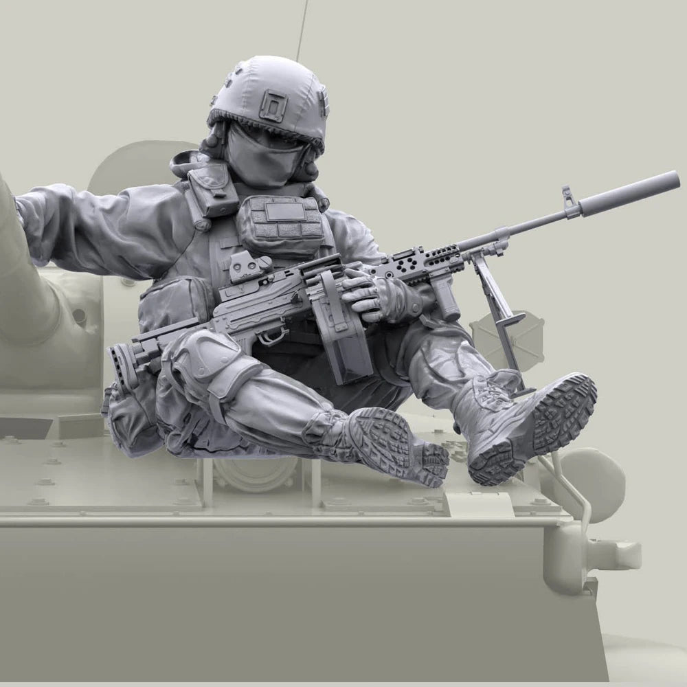 1/35 Modern Russian Machine Gunner PKM, Resin Model Figure Kit, Unassembled and Unpainted