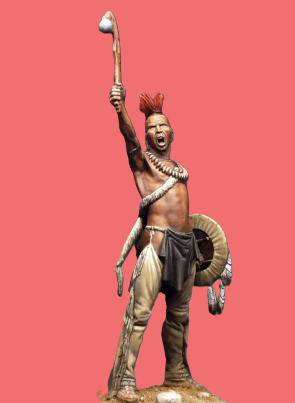 1/24 Tribal Barbarian Raising War Club, Resin Model Figure Kit, Fantasy Theme, Unassembled and Unpainted