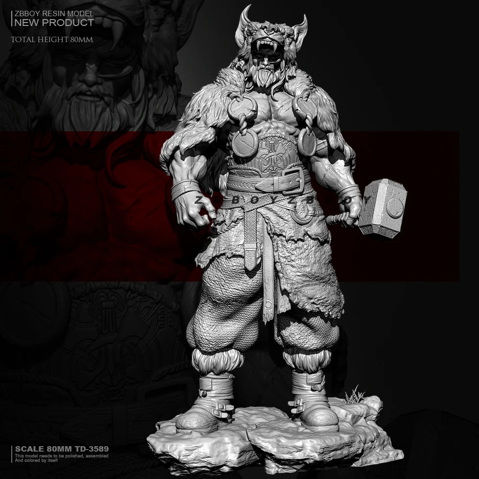 80mm Demonic Warrior, Resin Model Figure Kit, Fantasy Theme, Unassembled and Unpainted