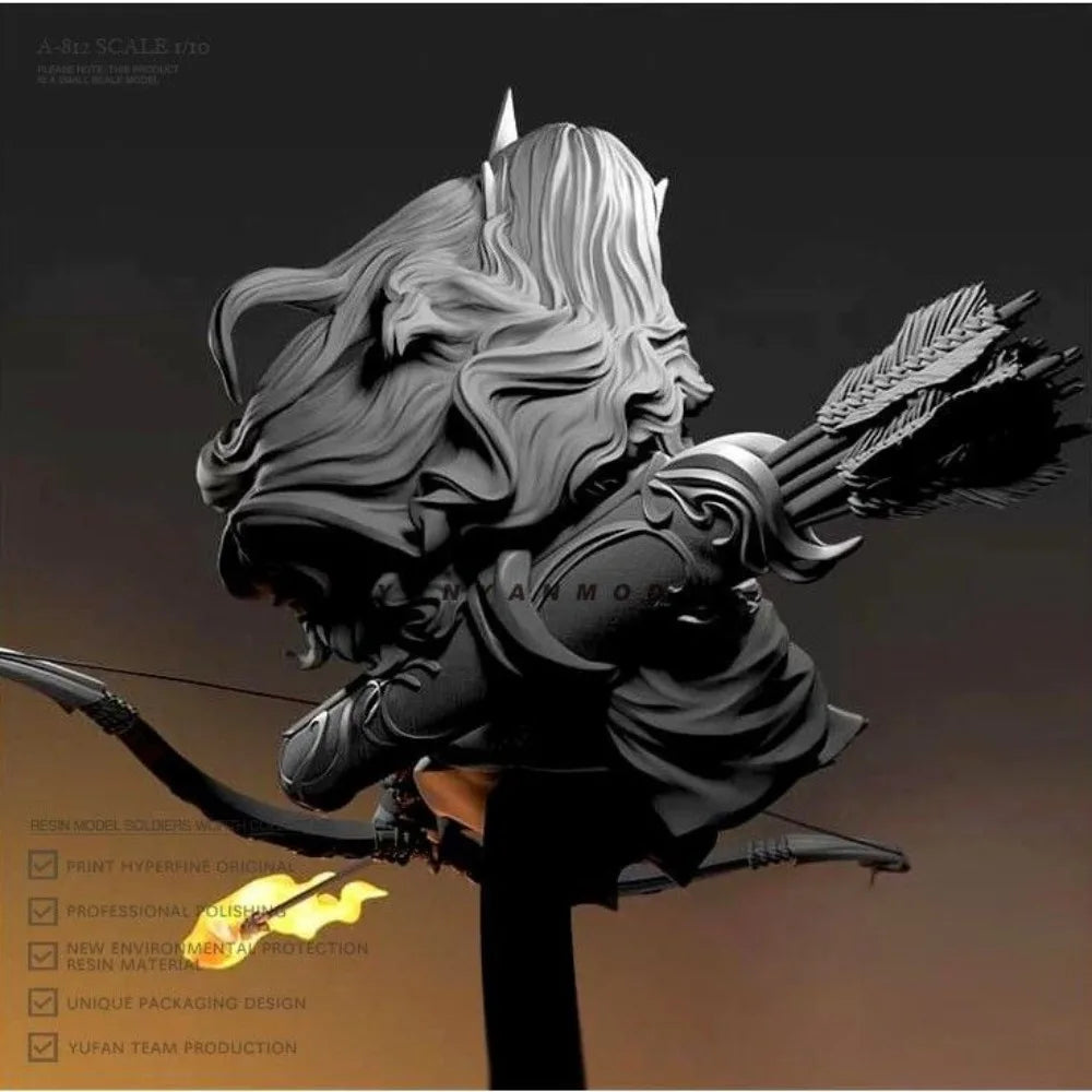 1/16 Elf Archer, Resin Model Bust Kit, Fantasy Theme, Unassembled and Unpainted