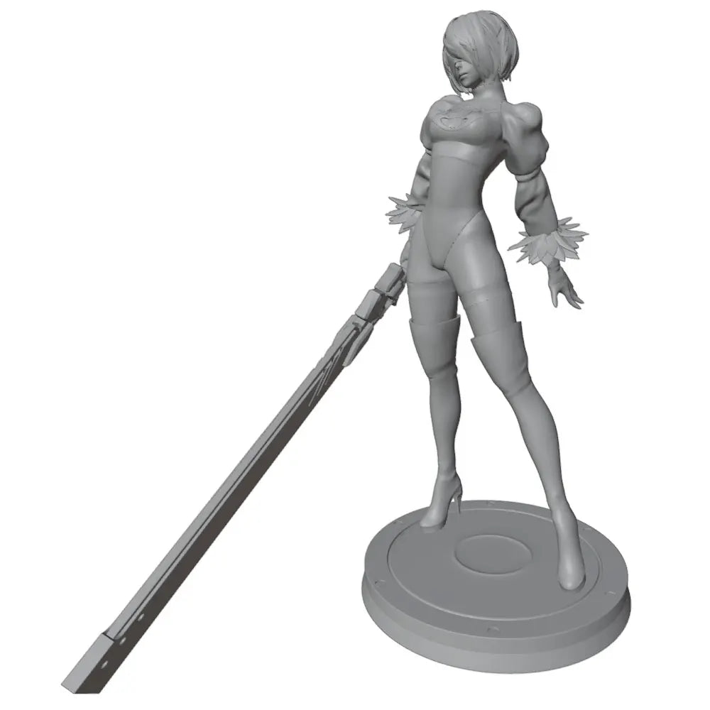 1/24 Female Anime Warrior with Ornate Winged Swords, Resin Model Figure Kit, Anime Theme, Unassembled and Unpainted