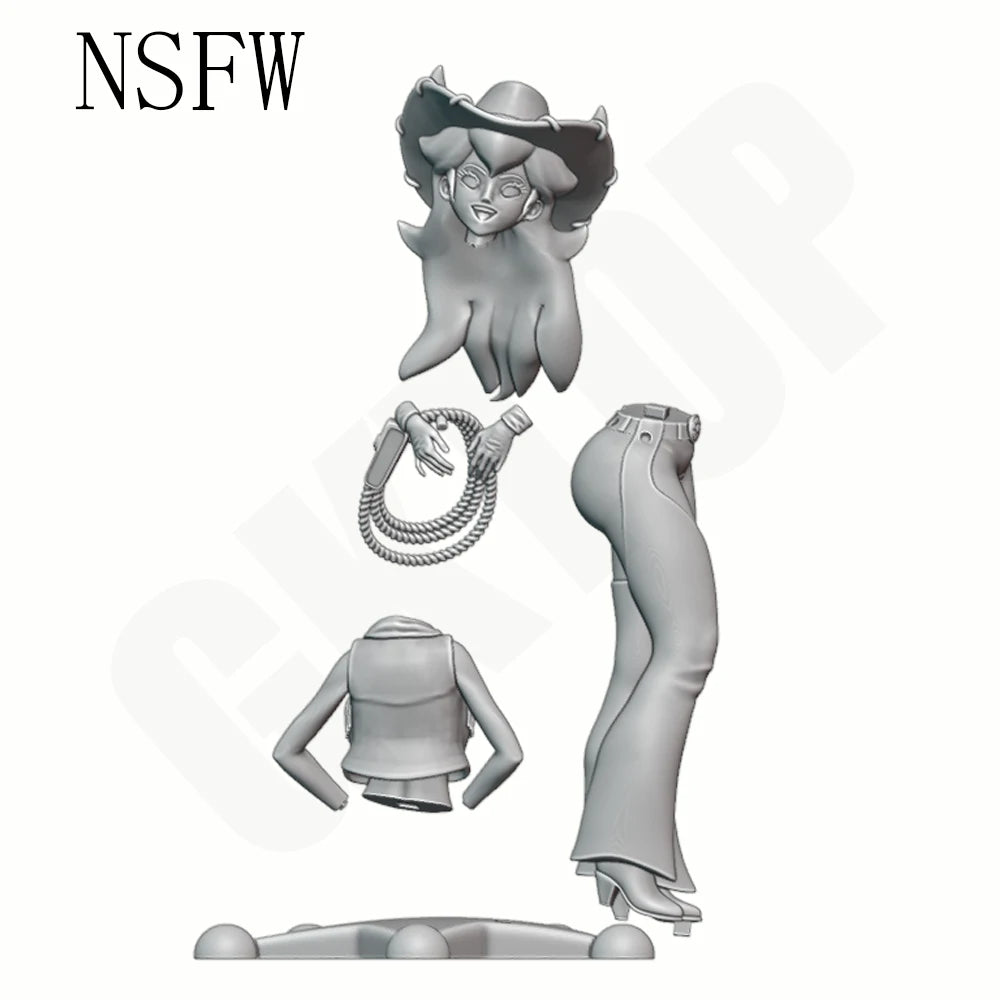 1/24 Blonde Cowgirl in Fringed Western Outfit, Resin Model Figure Kit, Unassembled and Unpainted