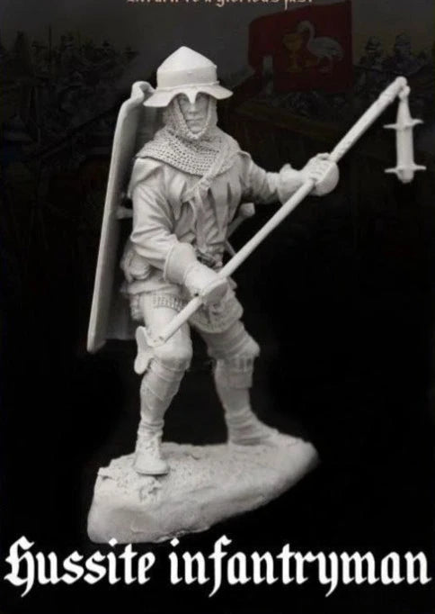 1/24 Medieval Hussite Infantryman, Resin Model Figure Kit, Unassembled and Unpainted