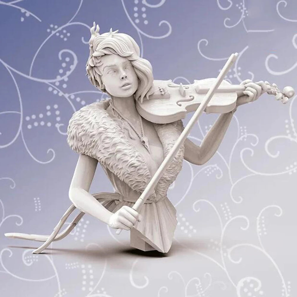 1/12 Female Musician, Resin Model Bust Kit, Fantasy Theme, Unassembled and Unpainted