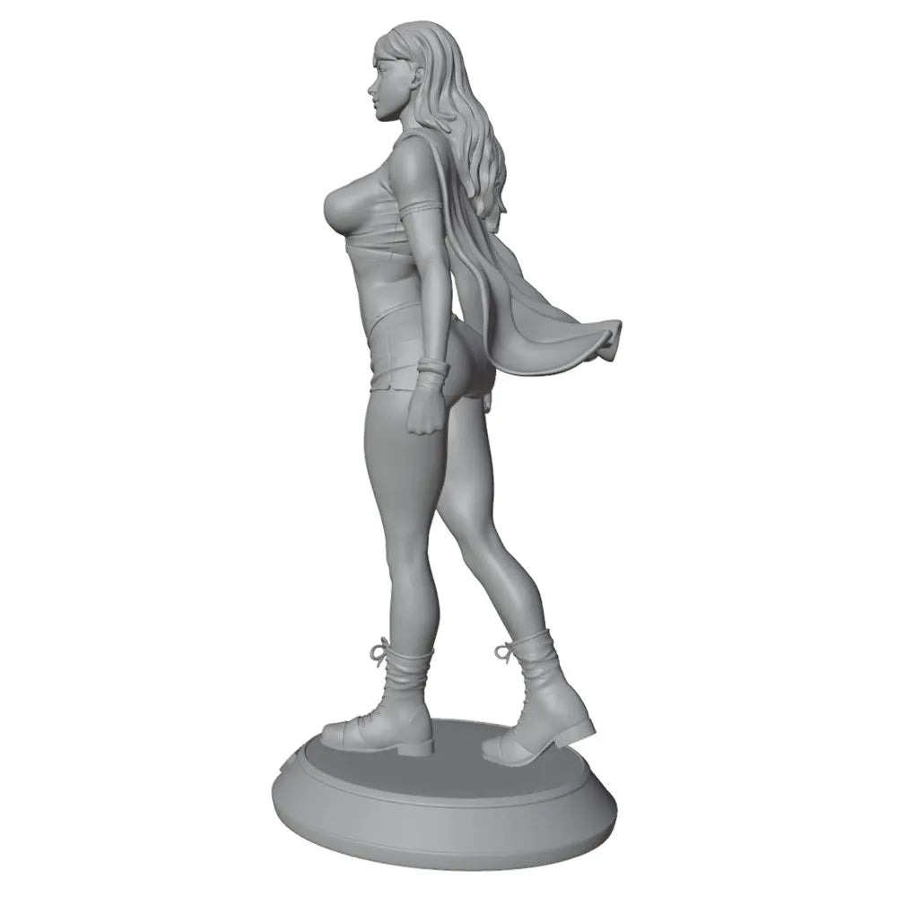 1/24 Female Warrior with Flowing Hair and Curved Blade, Resin Model Figure Kit, Unassembled and Unpainted