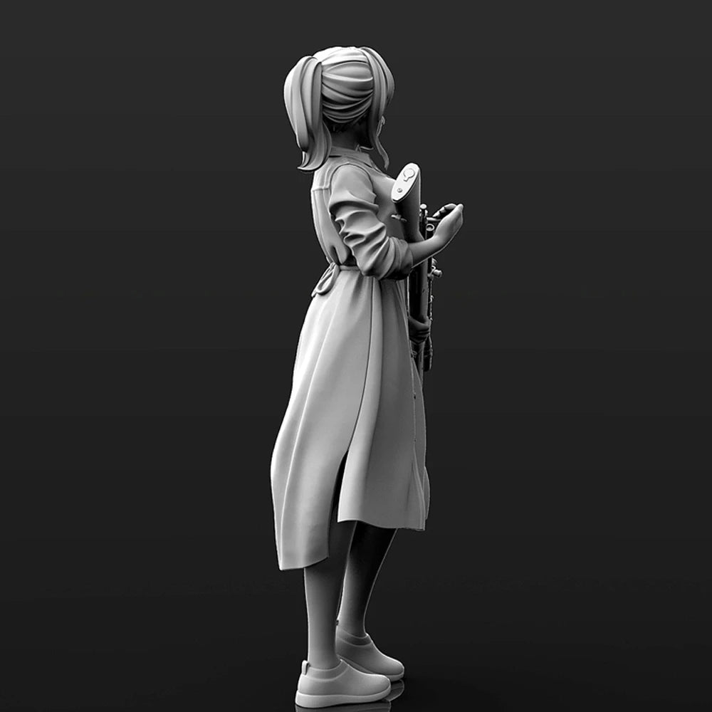 1/24 Female Scout in Coat with Scoped Rifle, Resin Model Figure Kit, Anime Theme, Unassembled and Unpainted