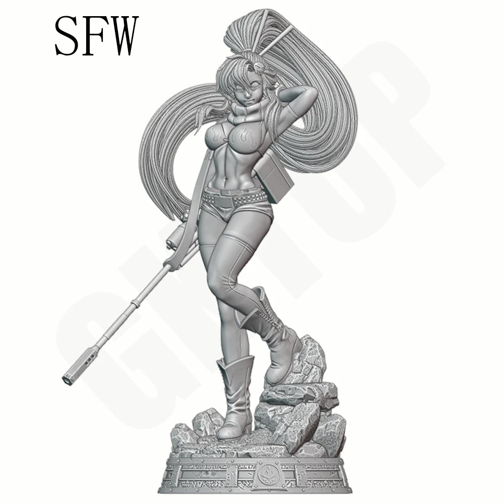 Female Warrior with Polearm, Resin Model Figure Kit, Fantasy Theme, Unassembled and Unpainted