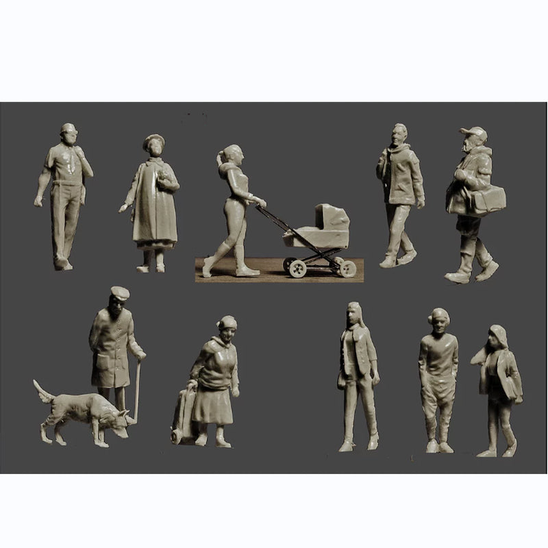 1/72 Modern European Townspeople, 25 Figures, Resin Model Figure Kit, Unassembled and Unpainted