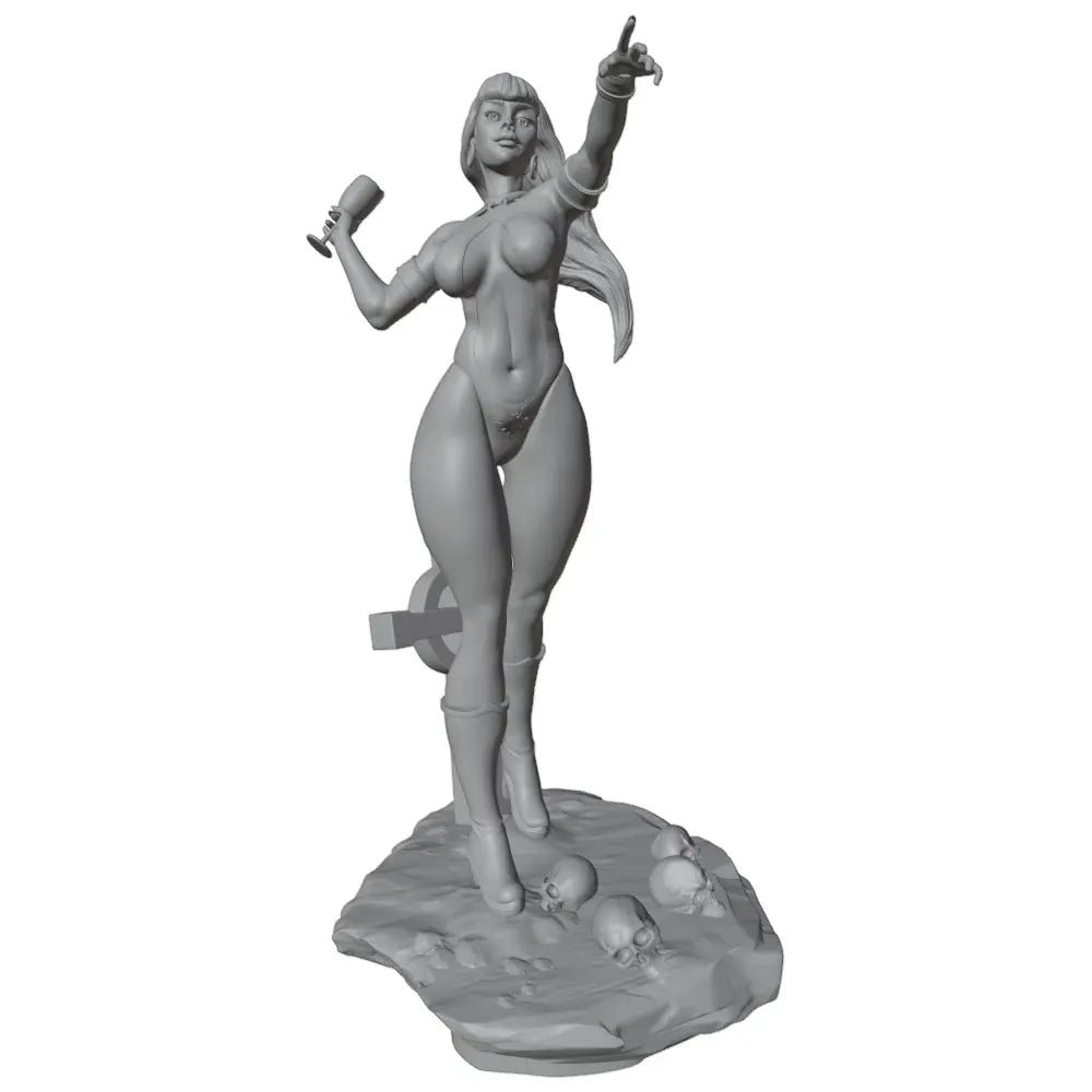 1/24 Fantasy Female with Staff, Resin Model Figure Kit, Unassembled and Unpainted