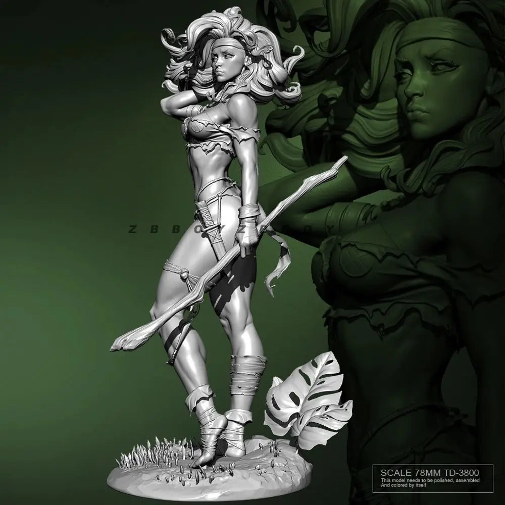 75mm Wasteland Female Hunter, Resin Model Figure Kit, Fantasy Theme, Unassembled and Unpainted