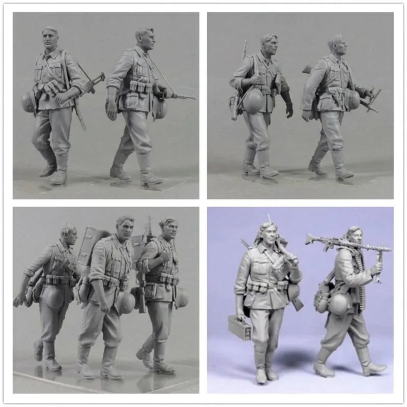 1/35 WWII Infantry Squad Marching, 9 Figures, Resin Model Figure Kit, Unassembled and Unpainted