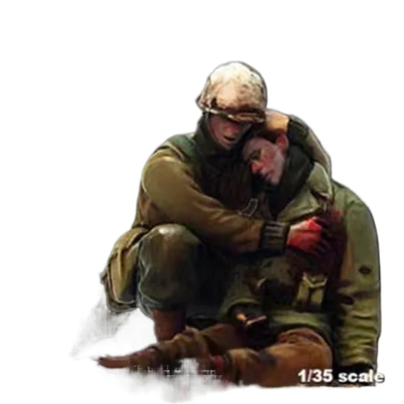 1/35 WWII US Army Medic and Wounded Soldier, 2 Figures, Resin Model Figure Kit, Unassembled and Unpainted