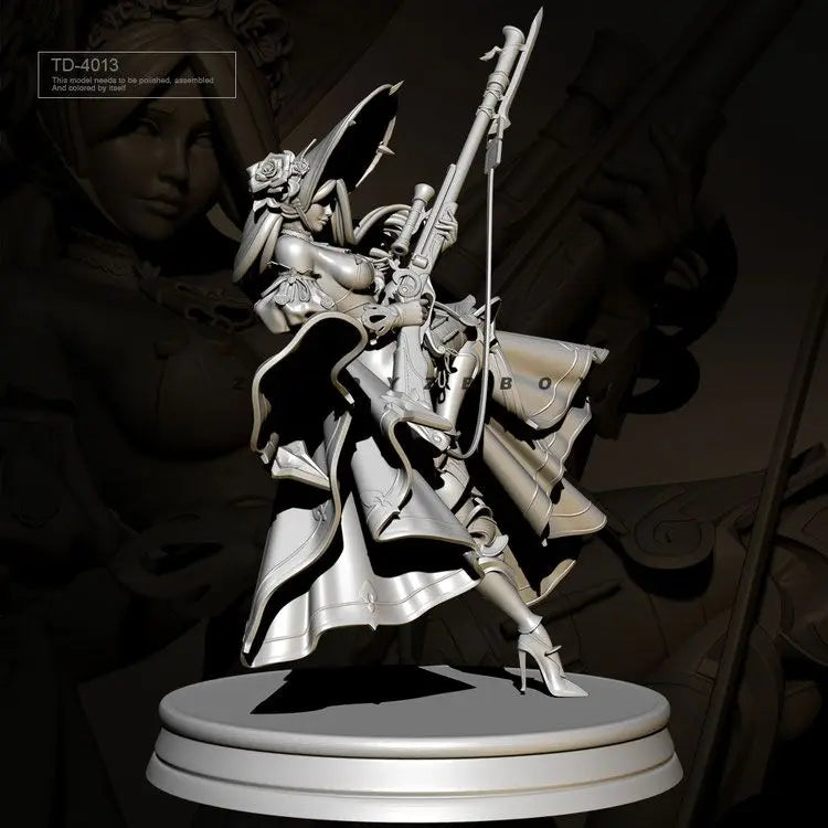 75mm Female Musketeer, Resin Model Figure Kit, Fantasy Theme, Unassembled and Unpainted