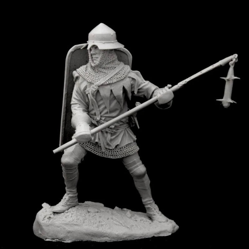 1/24 Medieval Hussite Infantryman, Resin Model Figure Kit, Unassembled and Unpainted