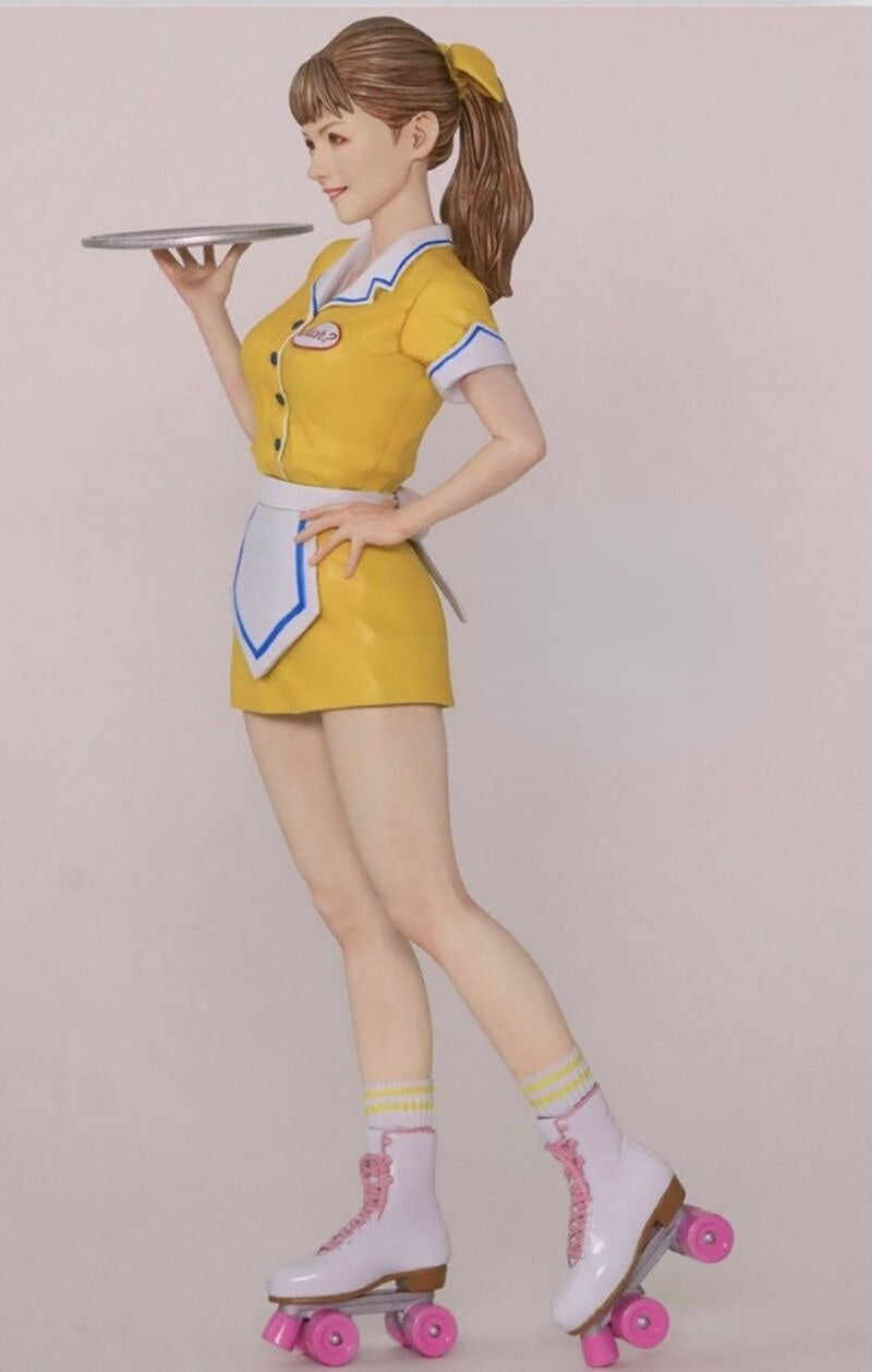 1/12 Retro Diner Waitress, Resin Model Figure Kit, Anime Theme, Unassembled and Unpainted