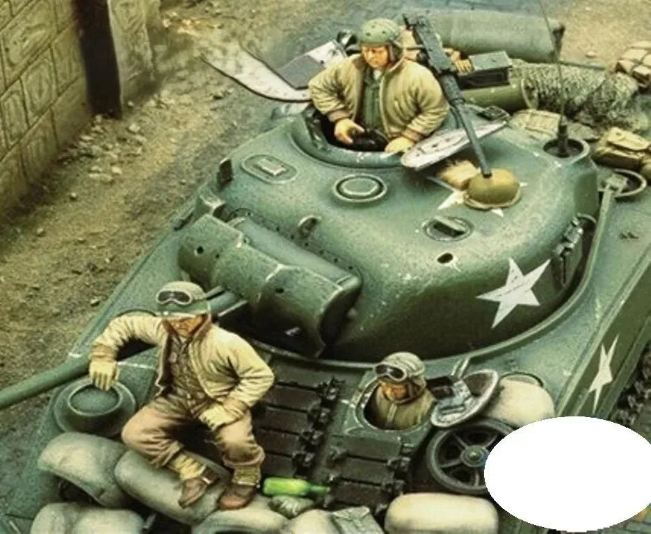 1/35 WWII Allied Tank Crew Soldiers, 3 Figures, Resin Model Figure Kit, Unassembled and Unpainted