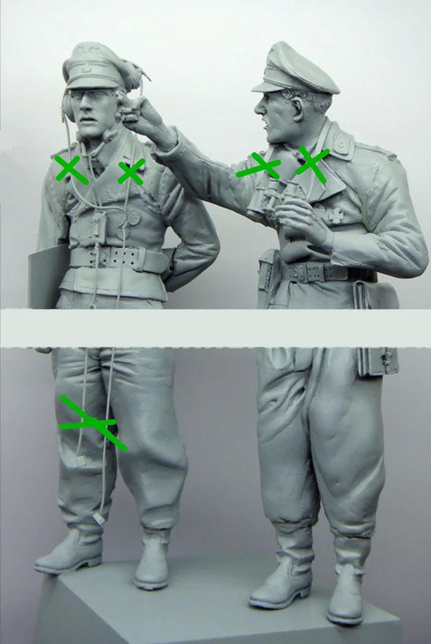 1/16 WWII German Officers & Soldiers, 3 Figures, Resin Model Figure Kit, Unassembled and Unpainted