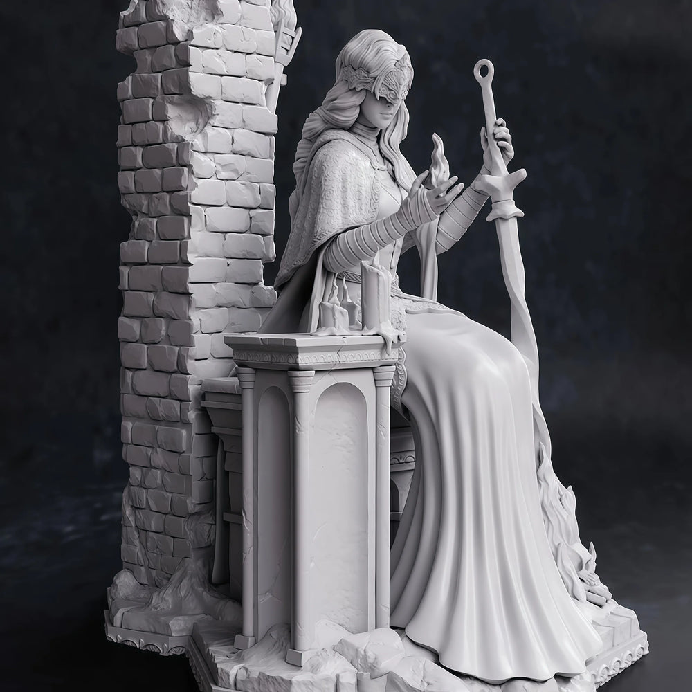 1/24 Sorceress with Braided Hair and Staff, Resin Model Figure Kit, Fantasy Theme, Unassembled and Unpainted