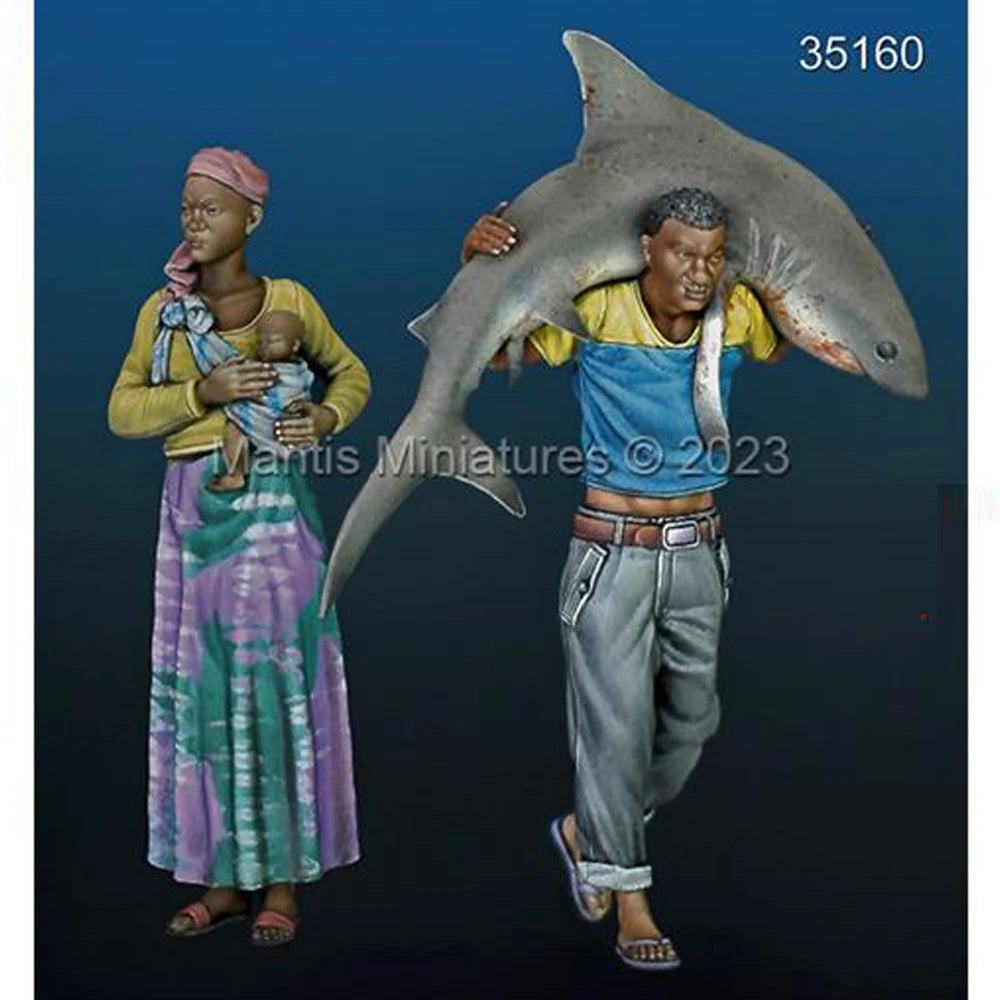 1/35 African Civilians, 2 Figures, Resin Model Figure Kit, Historical Theme, Unassembled and Unpainted