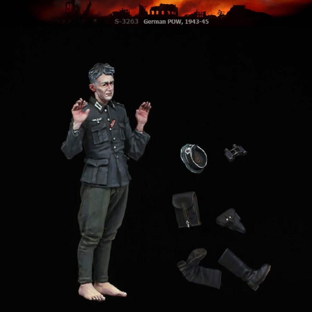 1/35 WWII German POW Soldier Barefoot with Raised Hands, Resin Model Figure Kit, Unassembled and Unpainted