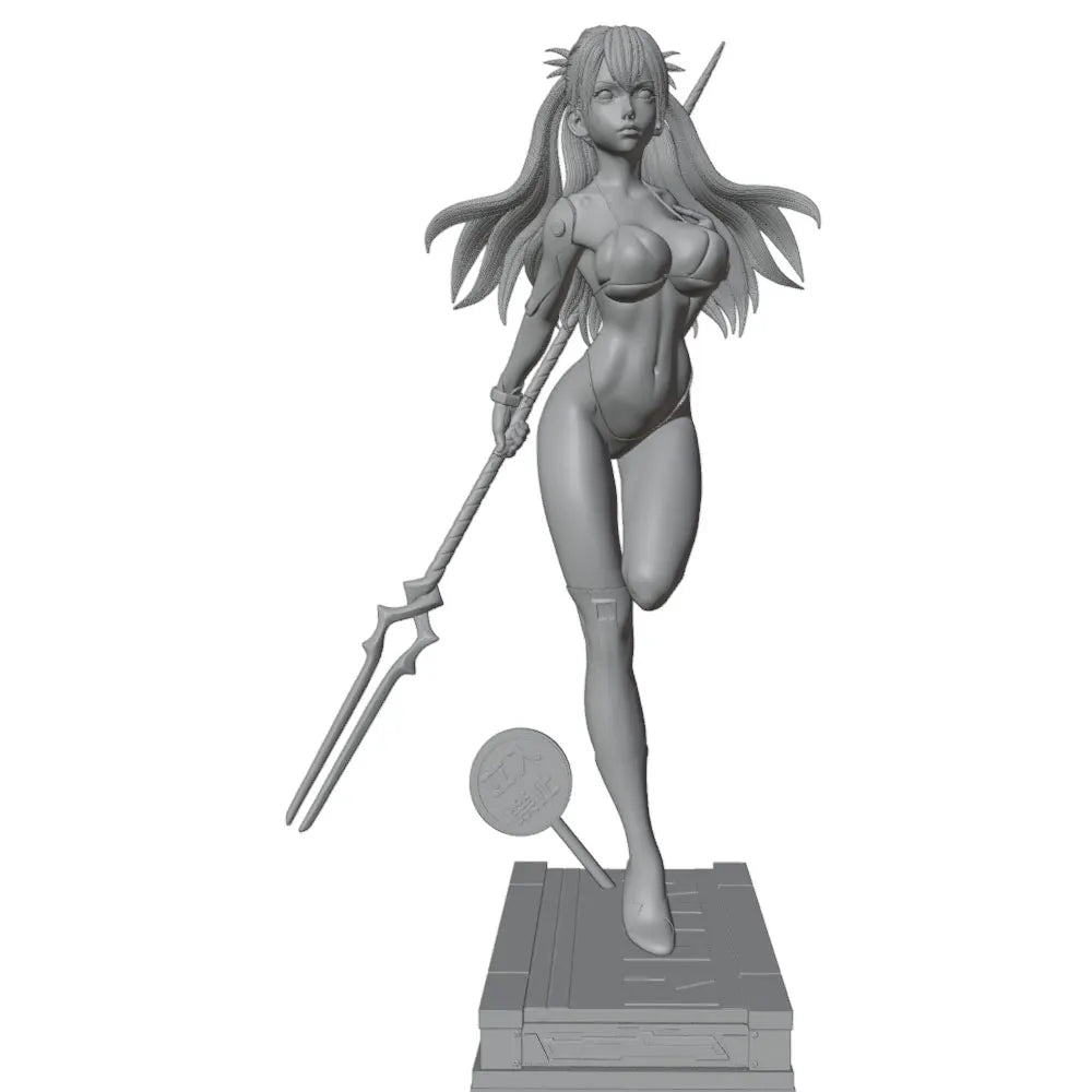 75mm Kneeling Elf Warrior with Spear, Resin Model Figure Kit, Fantasy Theme, Unassembled and Unpainted