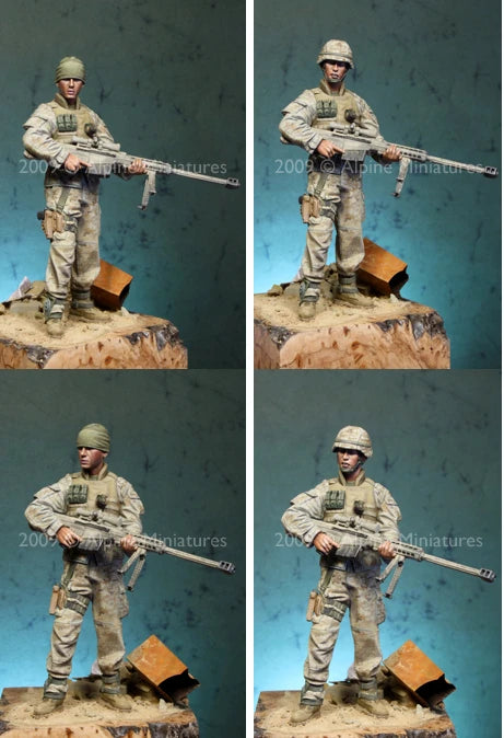 1/16 Modern US Marine Sniper, Resin Model Figure Kit, Unassembled and Unpainted
