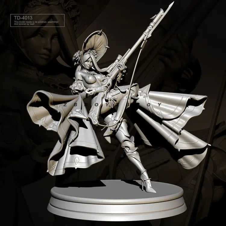 75mm Female Musketeer, Resin Model Figure Kit, Fantasy Theme, Unassembled and Unpainted
